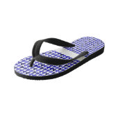 青い幾何学的な三角形のパターン オーダーメイド名前 , キッズビーチサンダル (アングル)