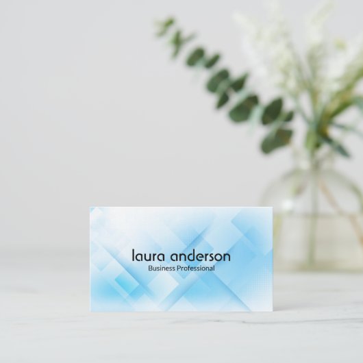 青い幾何学的な背景 名刺 (スタンド正面)