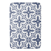 青い幾何学的な装飾用モロッコタイル バスマット (正面縦)