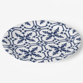 青い幾何学的な装飾用モロッコタイル ペーパープレート (アングル)