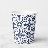 青い幾何学的な装飾用モロッコタイル 紙コップ (裏面)