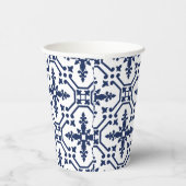 青い幾何学的な装飾用モロッコタイル 紙コップ (右)