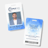 青い幾何学的カスタムな従業員IDバッジ バッジ (Front & Back)