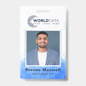 青い幾何学的カスタムな従業員IDバッジ バッジ (Front)