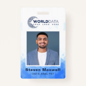 青い幾何学的カスタムな従業員IDバッジ バッジ (正面)