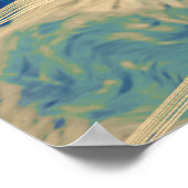 青い幾何学的カラフル抽象芸術波 ポスター (角)