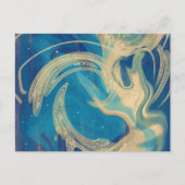 青い幾何学的カラフル抽象芸術波 ポストカード (正面)