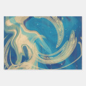 青い幾何学的カラフル抽象芸術波 ラッピングペーパーシート (正面)