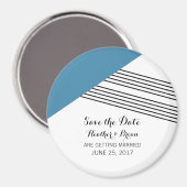 青い幾何学的ストライプな日付磁石を保存 マグネット (正面/裏面)