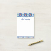 青い幾何学的パターカスタムンのポストイット注記 ポストイット (デスク上)