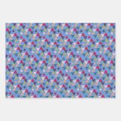 青い幾何学的パターンのラッピング紙 ラッピングペーパーシート (正面2)