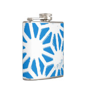 青い幾何学的パターン フラスク (右)