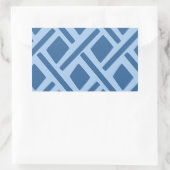 青い幾何学的パターン 長方形シール (バッグ)