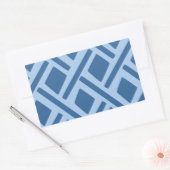 青い幾何学的パターン 長方形シール (封筒)