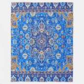 青い幾何学的ペルシャのトルコ中世紀のパターン フリースブランケット (正面)