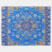 青い幾何学的ペルシャのトルコ中世紀のパターン フリースブランケット (正面(横))