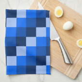 青い幾何学的モザイクパターン キッチンタオル (四つ折り)