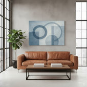 青い幾何学的抽象芸術シェイプ水彩アート キャンバスプリント