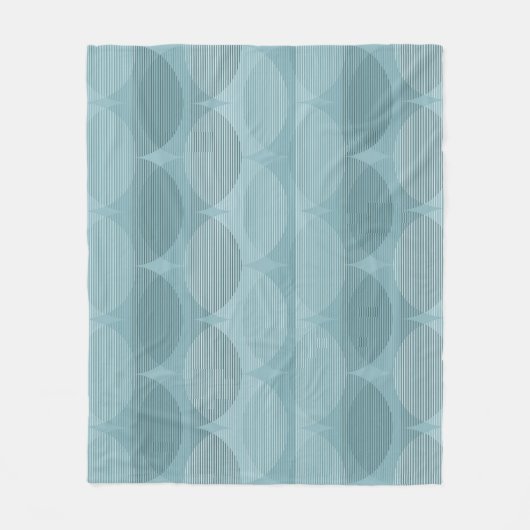 青い幾何学的波 フリースブランケット (正面)
