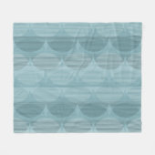 青い幾何学的波 フリースブランケット (正面(横))