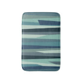 青い幾何学的海波 バスマット (正面縦)