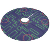 青い幾何学緑色の正方形の赤い円 フリース ツリースカート (アングル)