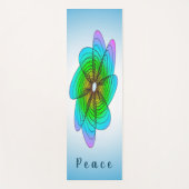 青い幾何学螺旋状花 ヨガマット (正面)