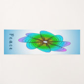 青い幾何学螺旋状花 ヨガマット (正面(横))