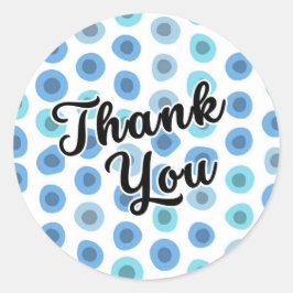 青い幾何形状パターンありがとうありがとう ラウンドシール