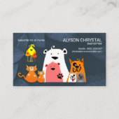 青い庭の付き添いを演じているかわいい動物家族 名刺 (正面)