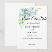 青い庭の花 Save The Date 招待状 (正面/裏面)