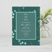 青い庭園 水彩の茎 ウェディング セーブ・ザ・デート 招待状 (スタンド正面)