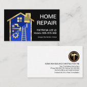 青い建物フレーム金ゴールド手書きツール 名刺 (正面/裏面)