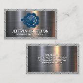 青い建築ロゴ |メタリック 名刺 (正面/裏面)