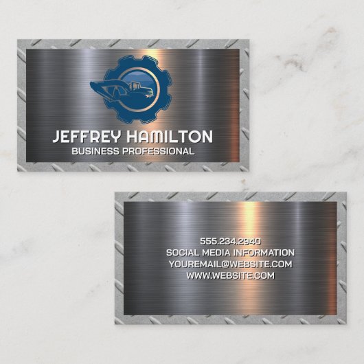 青い建築ロゴ |メタリック 名刺 (正面/裏面)