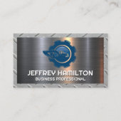 青い建築ロゴ |メタリック 名刺 (正面)