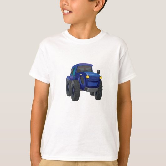 青い建設トラックのグラフィックTシャツ for Boys Tシャツ (正面)