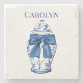 青い弓でチノワセリージンジャージャー ストーンコースター (正面)