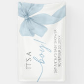 青い弓で男の子のシャワー 横断幕 (縦)