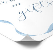 青い弓とリボンの本とギフトサイン ポスター (角)