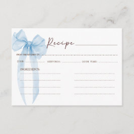 青い弓のブライダルシャワーレシピ エンクロージャーカード