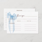青い弓のブライダルシャワー レシピ エンクロージャーカード (正面/裏面)