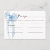 青い弓のブライダルシャワー レシピ エンクロージャーカード (正面)