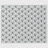 青い弓の可愛い犬 ラッピングペーパー (フラット)