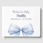 青い弓の白い願い少年の赤ちゃんシャワー ゲストブック (正面)