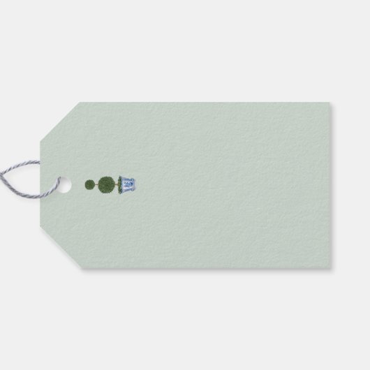 青い弓を持つチノワセリーのトピアリー ギフトタグ (裏面横)