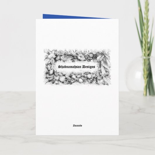 青い弓を持つ美しいゴールデンクリスマスベル シーズンカード (裏面)