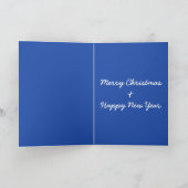 青い弓を持つ美しいゴールデンクリスマスベル シーズンカード (内部)