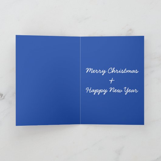 青い弓を持つ美しいゴールデンクリスマスベル シーズンカード (内部)