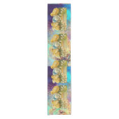 青い弓を持つ鶏、雪、復活卵 ショートテーブルランナー (正面)